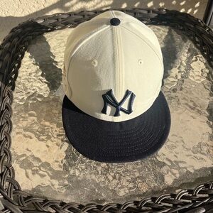 New Era Cream and Black Hat 7 1/2